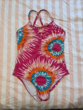 Hatley Swim Girls Pink and White Multi-Color Swimsuit
